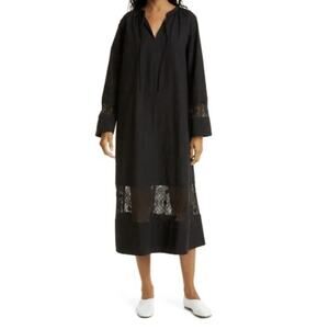 Samsoe Samsoe Sahell Black Midi Dress Lace Detail Witchy Whimsigoth Size XL